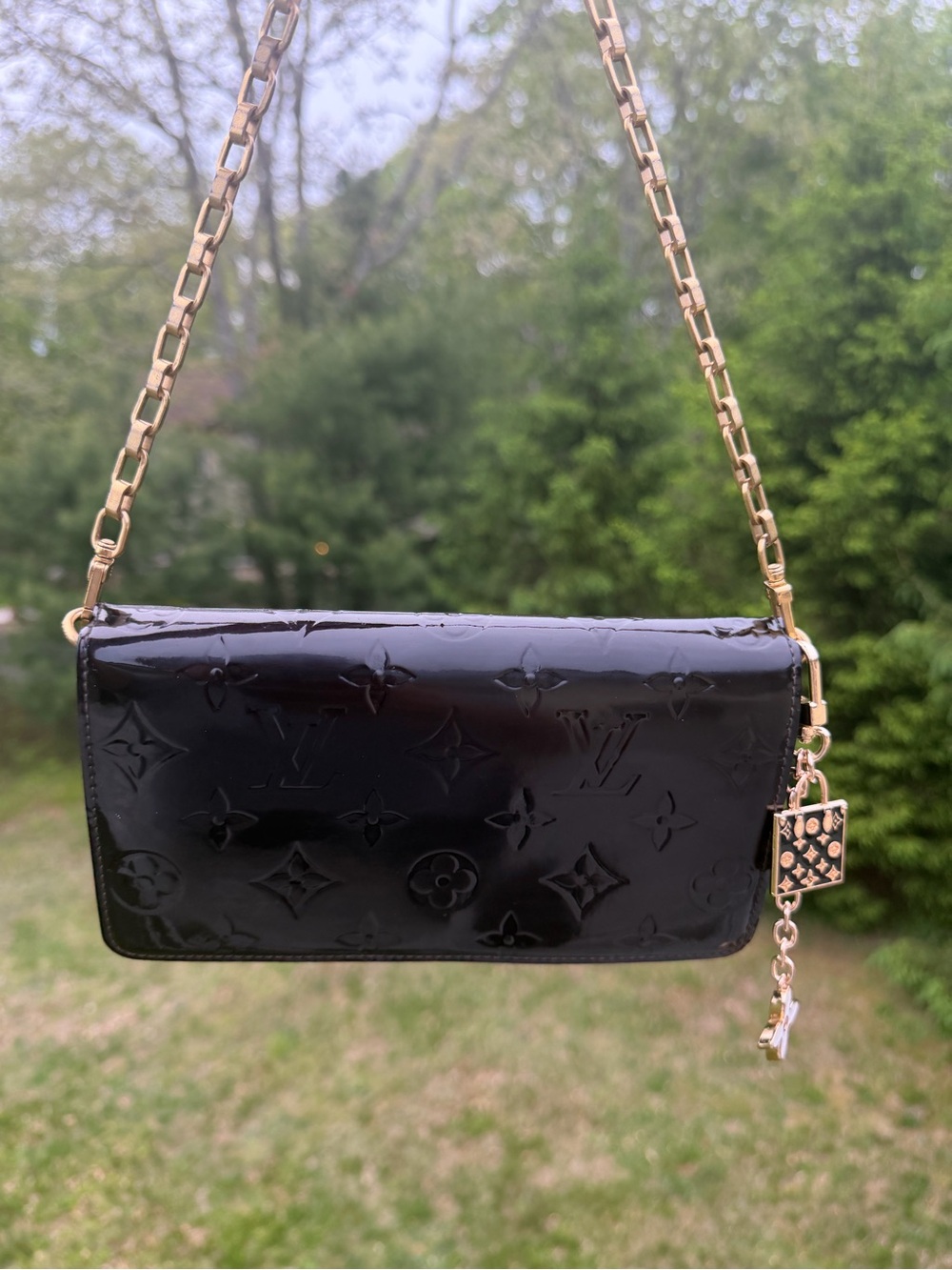 Louis Vuitton Black Vernis Patent Shoulder Bag- COA included